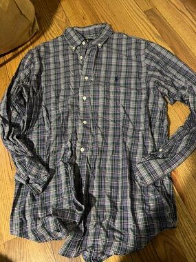 Ralph Lauren Men's Plaid Button-Down Shirt - Navy, Green & White